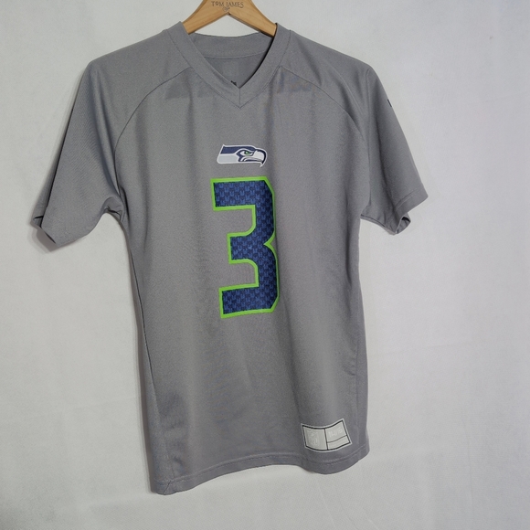 NFL Seattle Seahawks Gray Youth Jersey Sz L #3 Russell Wilson - Picture 2 of 5